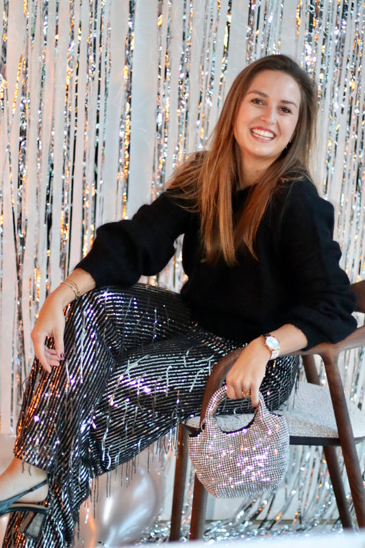 Lantra HW wide pants Black/ Silver