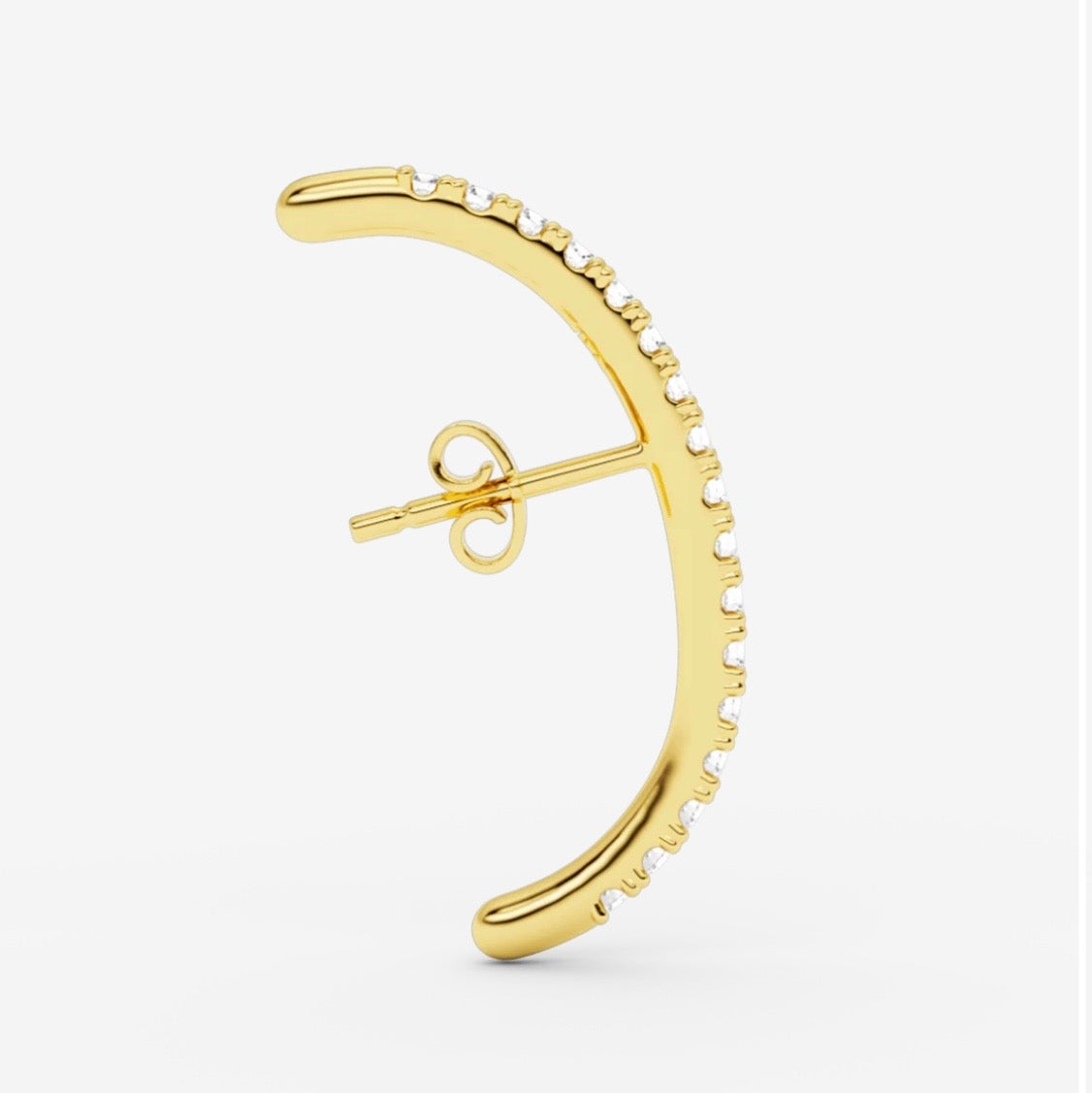 Diamond long hug earstud 35 Gold diamond