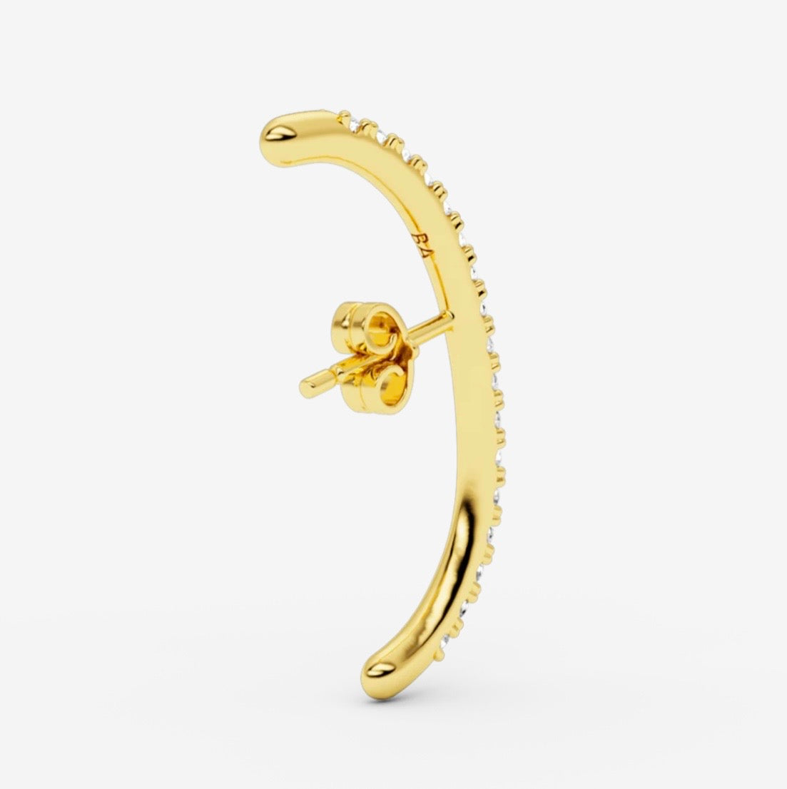 Diamond long hug earstud 35 Gold diamond