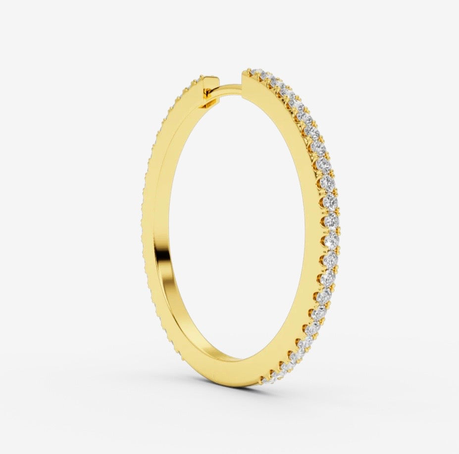 Ivy diamond hoop L 30mm Gold diamond