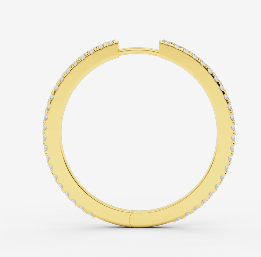 Ivy diamond hoop L 30mm Gold diamond