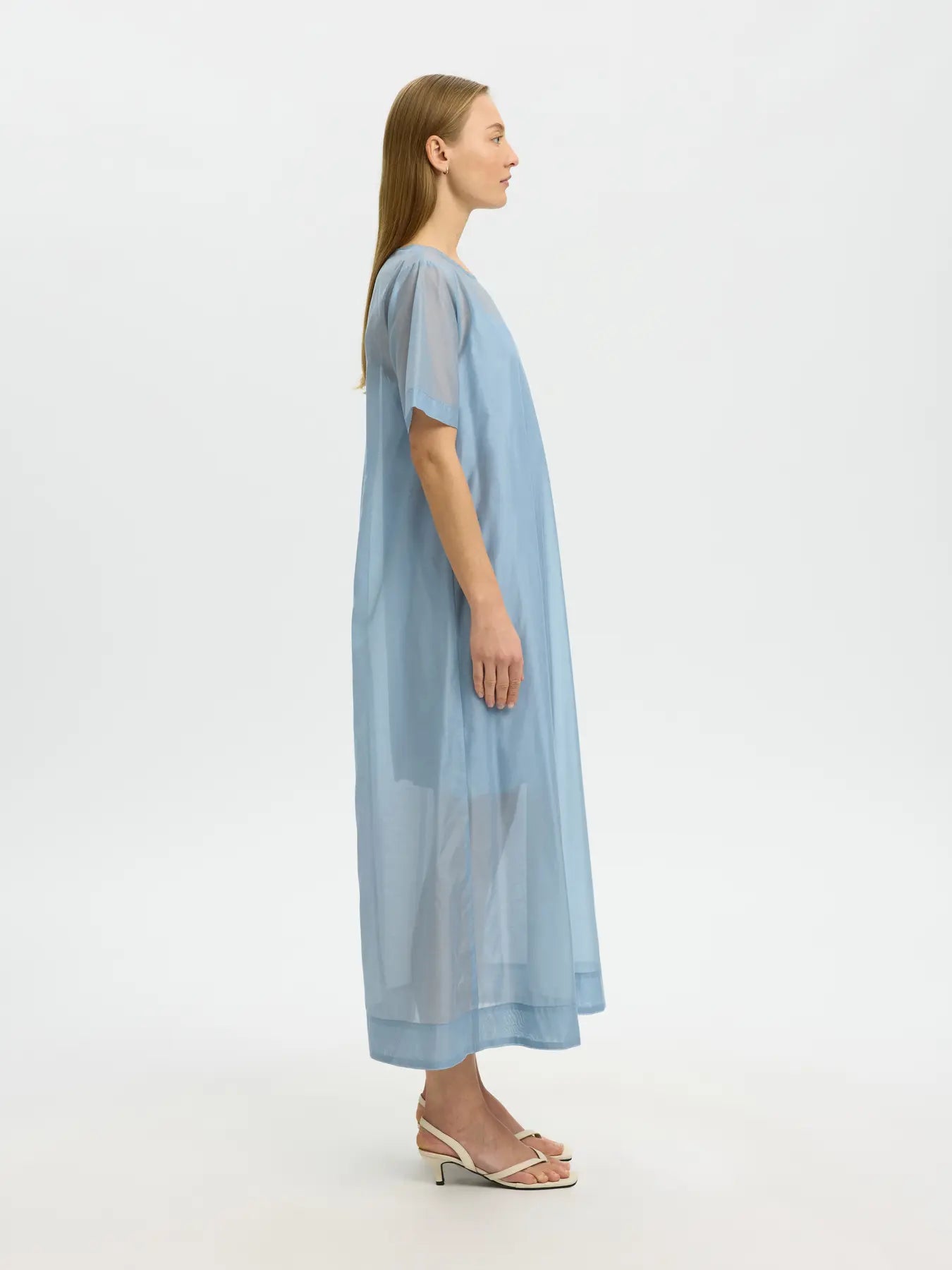 Iris regular SS ankle dress Dusty blue