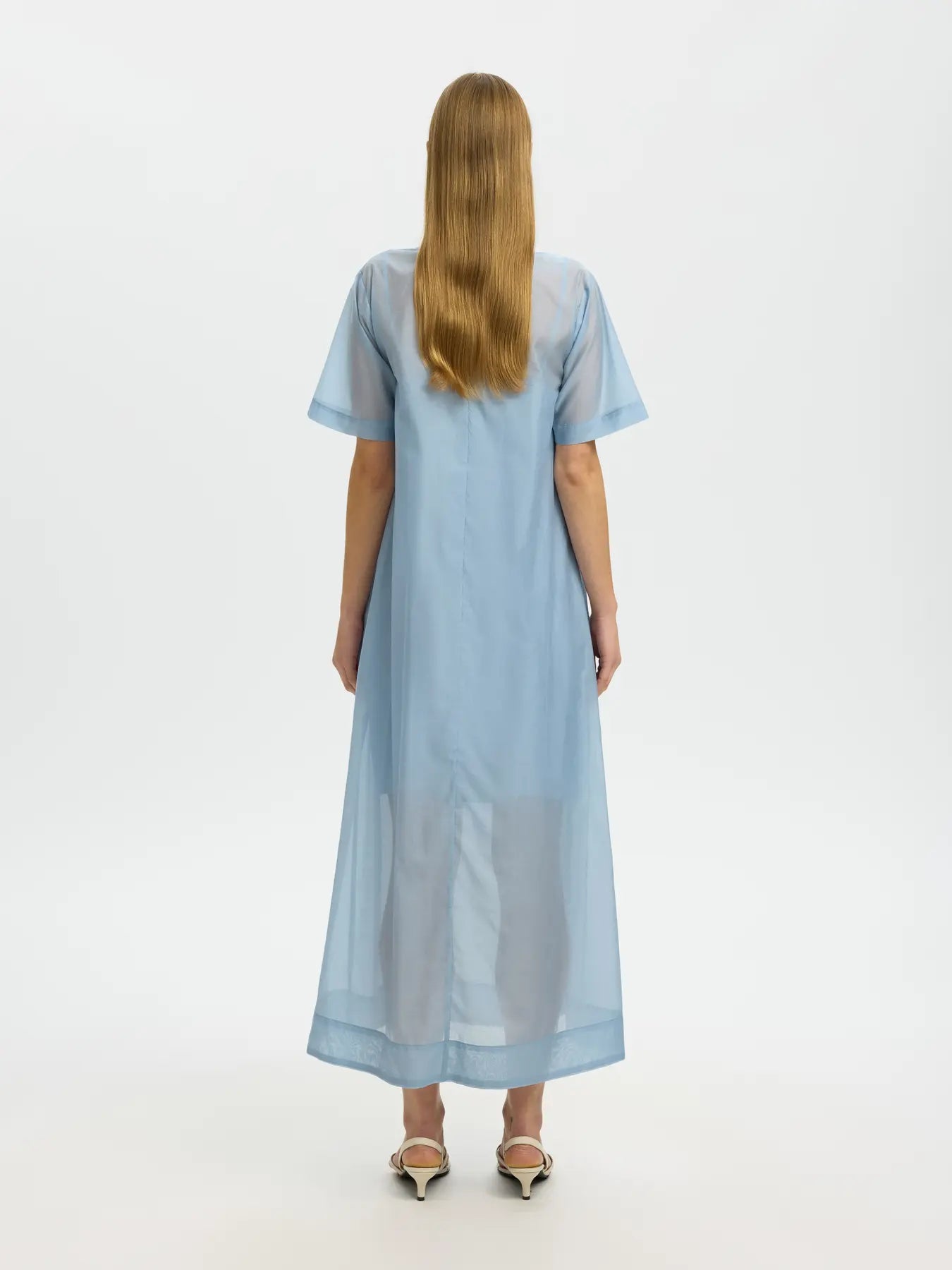 Iris regular SS ankle dress Dusty blue