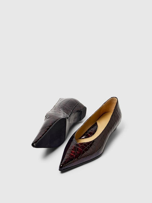 Isla leather pump Fig Croco