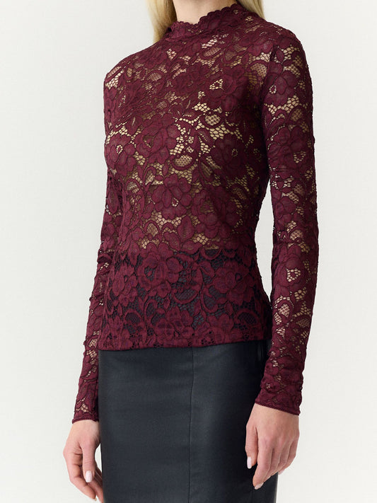Lacey LS lace top Port royale