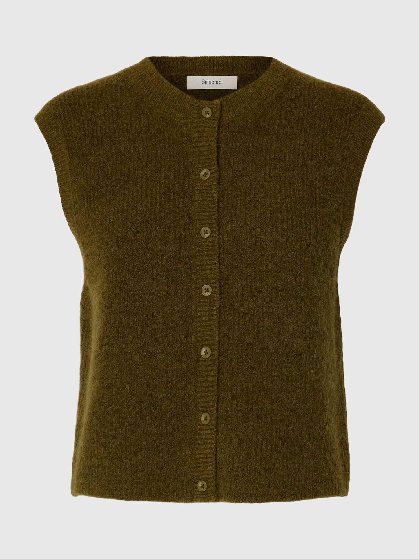 Lulu SL button o-neck vest Fir green
