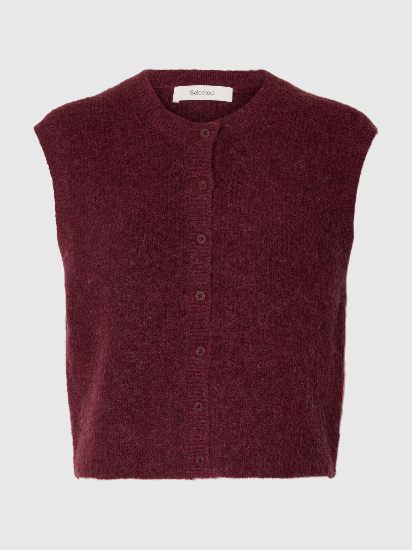 Lulu SL button o-neck vest Tawny port