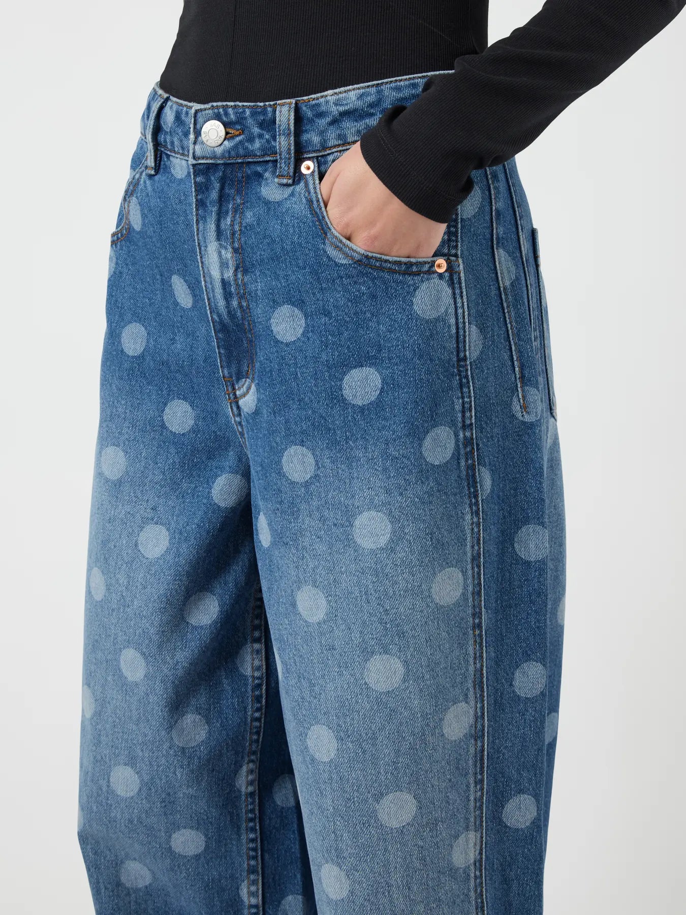 Lua HW barrel ankle jeans Medium blue denim