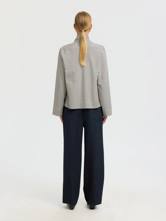 Charlotte LS scarf top Black/ White stripe