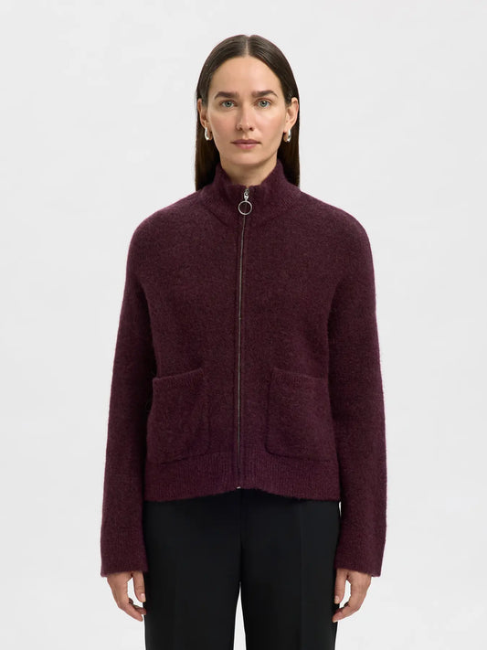 Sia Ras Ls knit zipper cardigan Fig