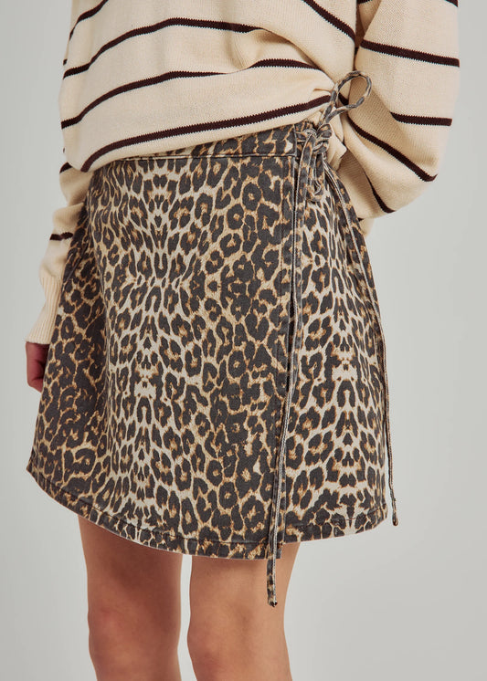 Ninni tie denim skirt Leo print