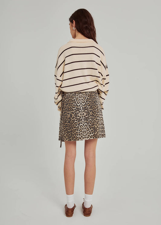 Ninni tie denim skirt Leo print