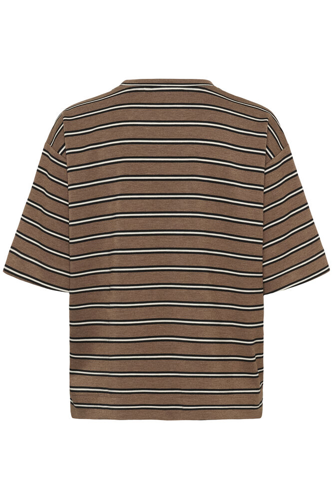 Pannie oversize T-shirt melange stripes Coffee quartz