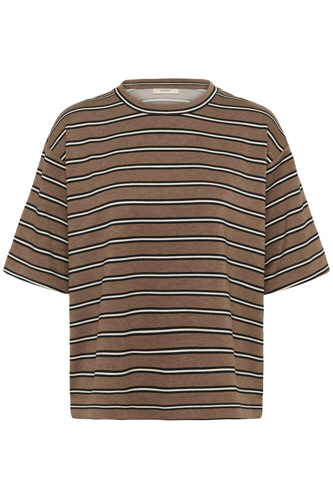 Pannie oversize T-shirt melange stripes Coffee quartz