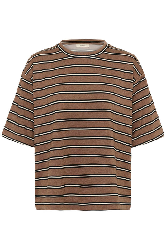 Pannie oversize T-shirt melange stripes Coffee quartz