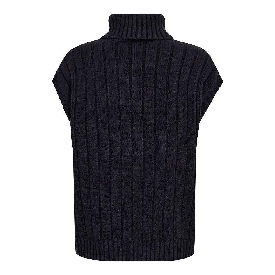Row oversize cable knit vest Navy