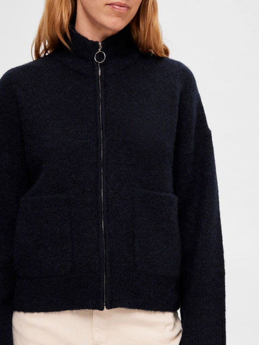 Sia Ras Ls knit zipper cardigan Dark sapphire