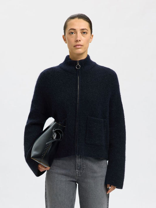 Sia Ras Ls knit zipper cardigan Dark sapphire