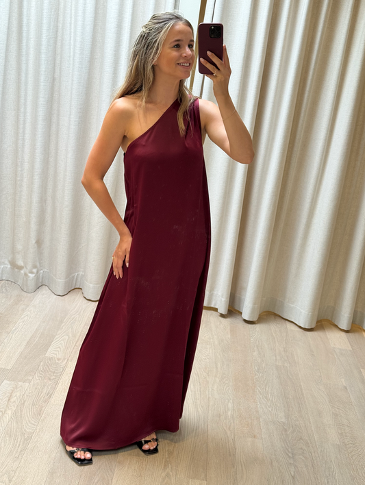 One Shoulder Dress Bordeaux