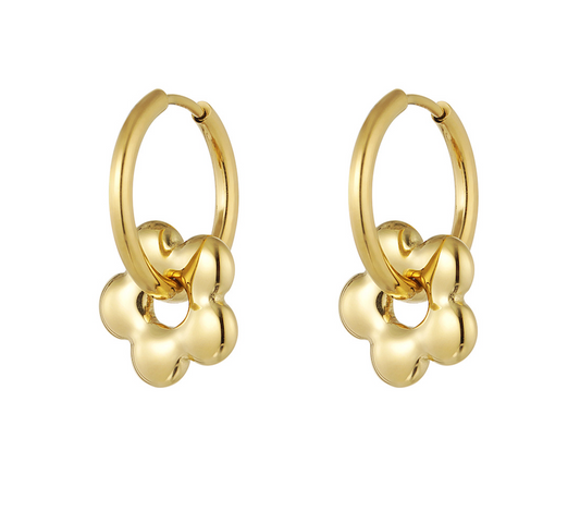 Earring with Flower Charm Gold