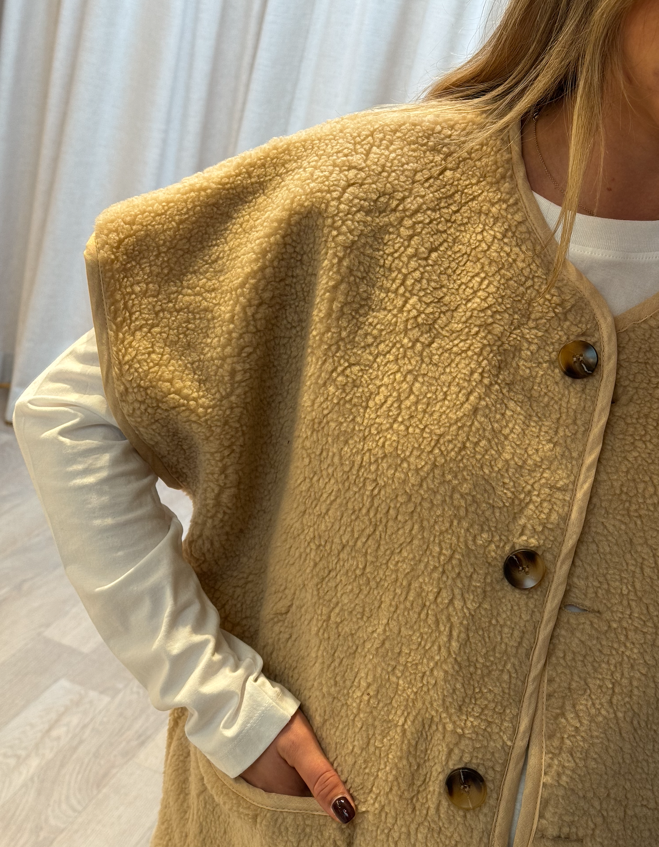 Teddy Vest Beige