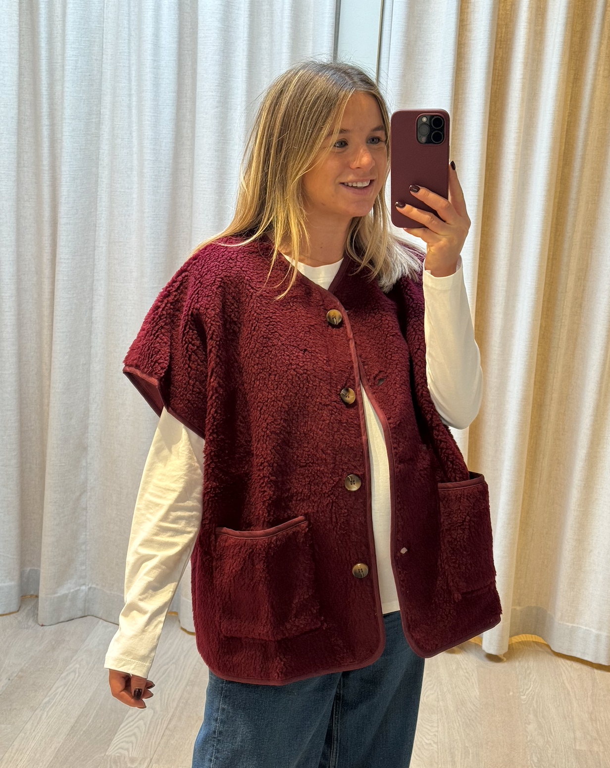 Teddy Vest Burgundy