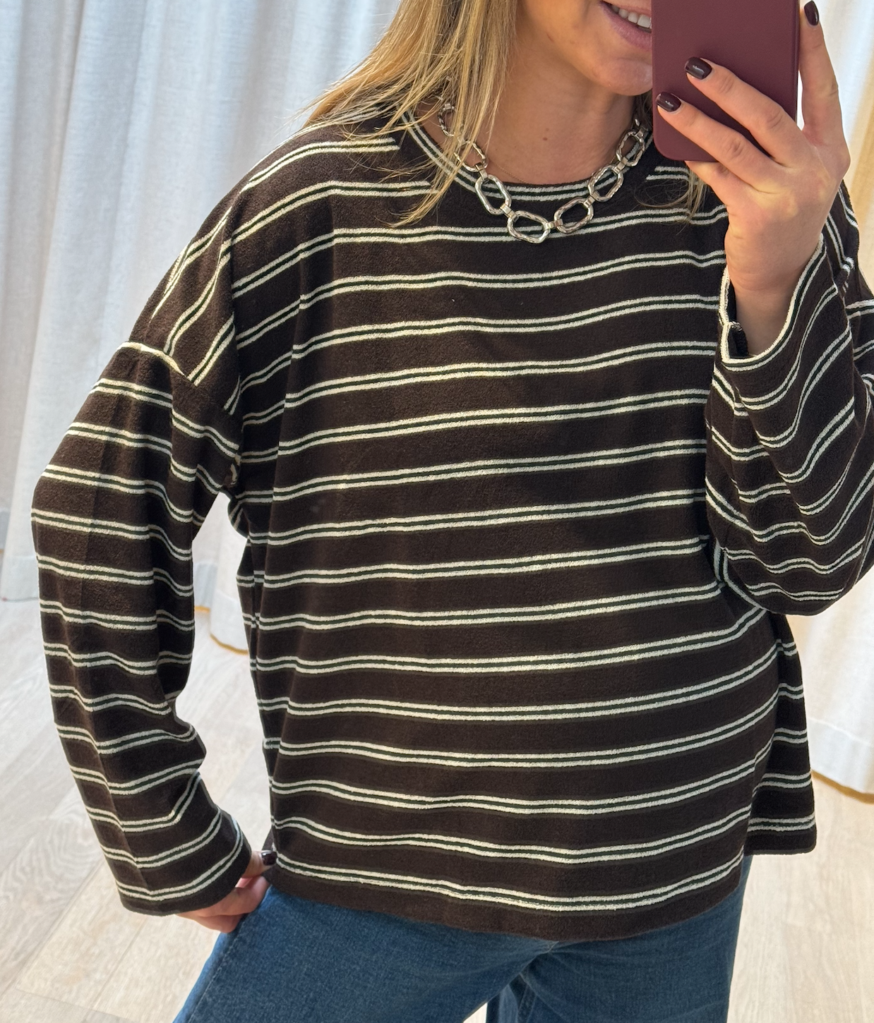 Striped Terry Top Chocolate