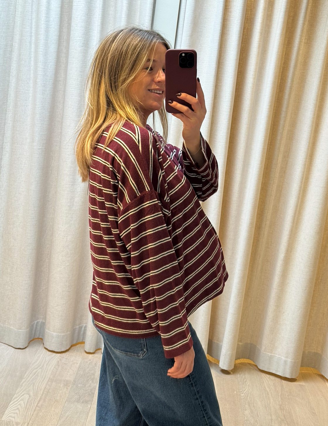 Striped Terry Top Burgyndy