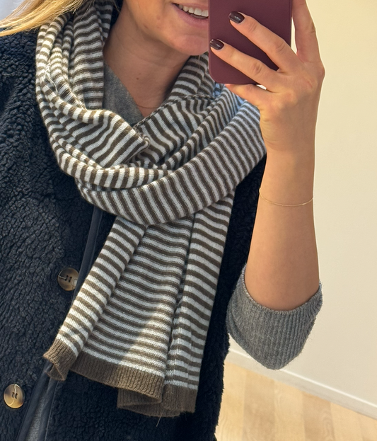 Striped Cashmere Scarf Sky blue