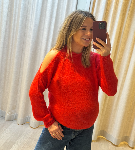 Asymmetric sweater 658 Rouge