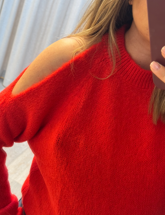 Asymmetric sweater 658 Rouge