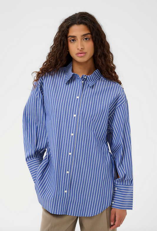 Calken shirt LS Navy stripe