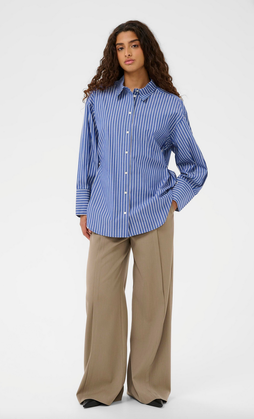 Calken shirt LS Navy stripe