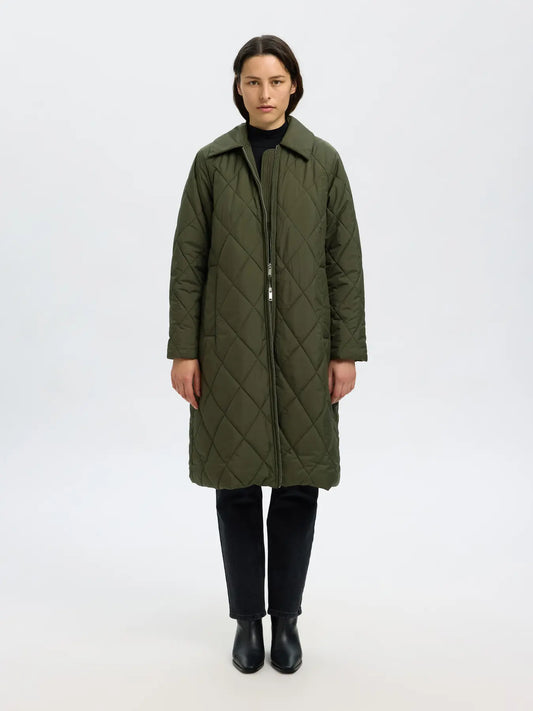 Cilla quilted coat Deep green