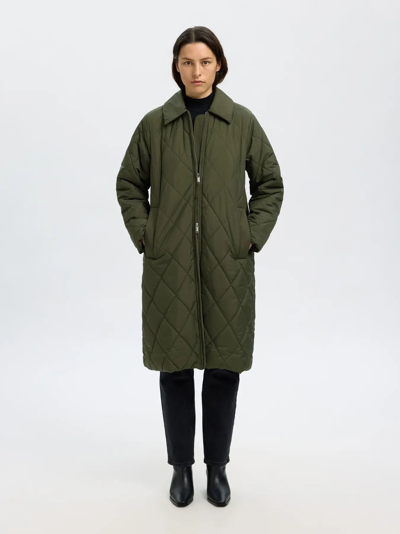Cilla quilted coat Deep green