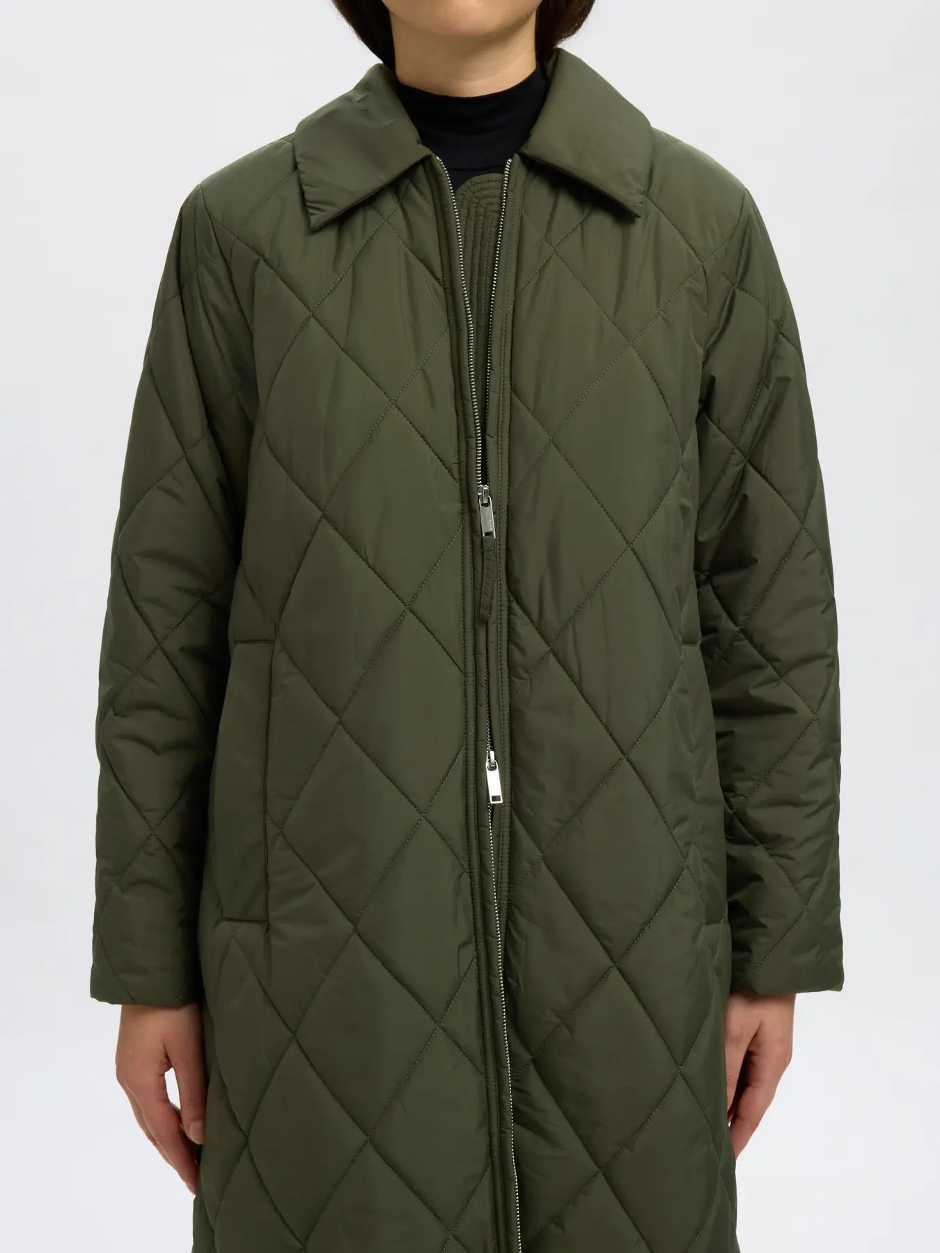 Cilla quilted coat Deep green