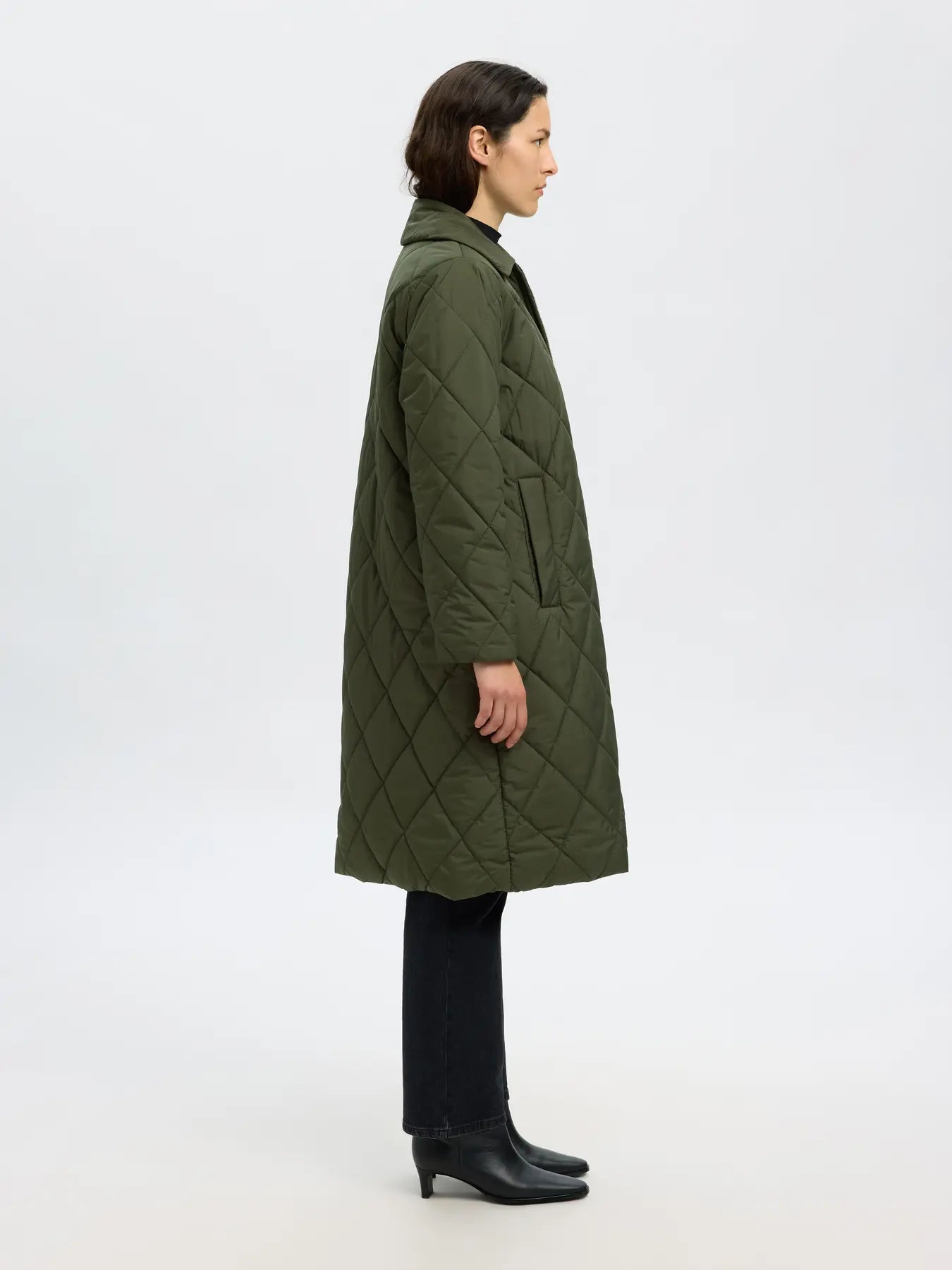 Cilla quilted coat Deep green