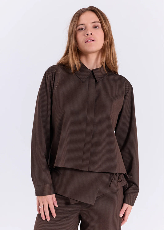 Willow string shirt Brown pinstripe