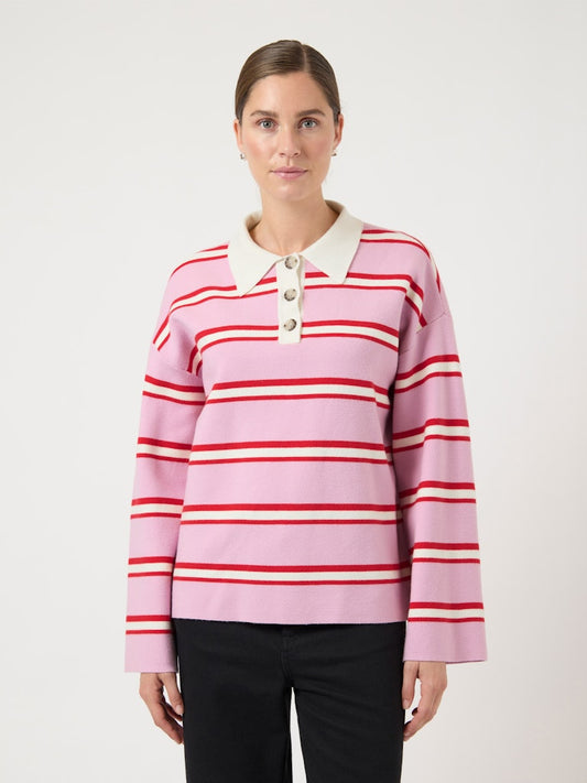 Polo knit pullover Red / pink stripes