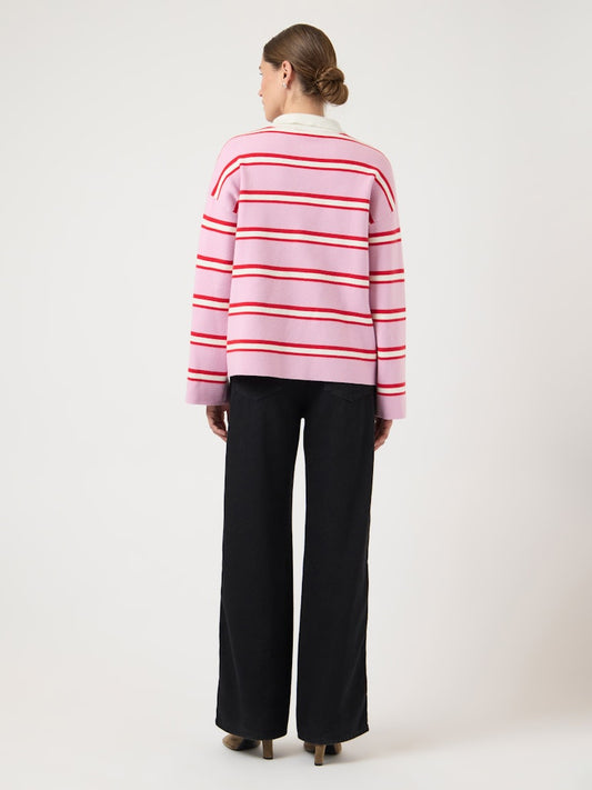 Polo knit pullover Red / pink stripes