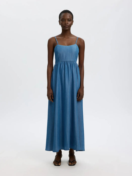 Janna regular SL ankle dress Medium blue denim