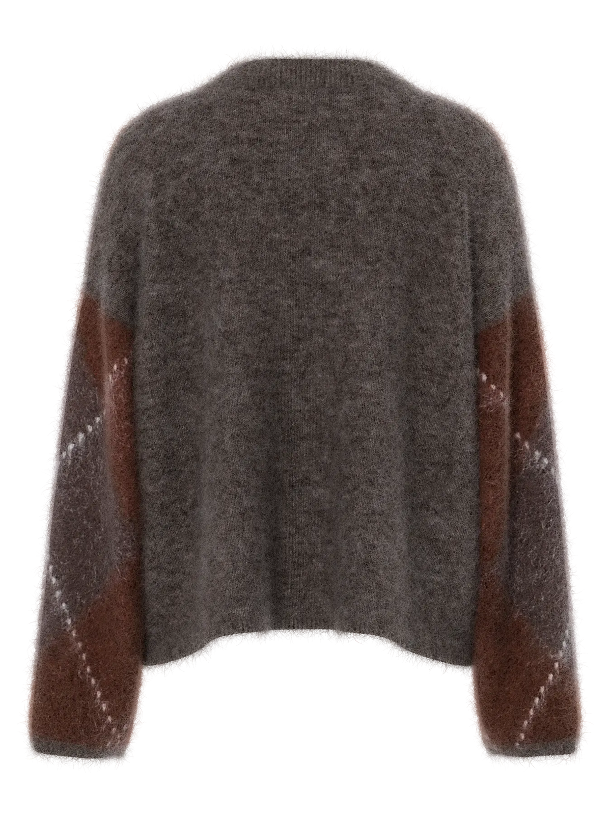 Argy LS mohair blend knit pullover Coffee bean check