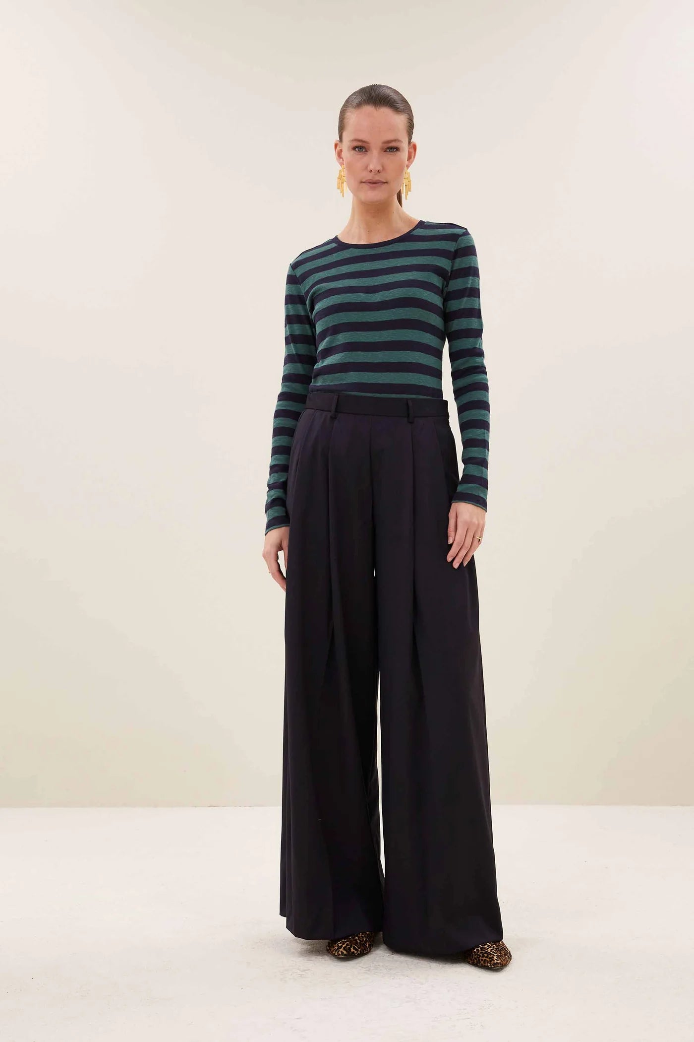 Basic Stripe Top Deep Green