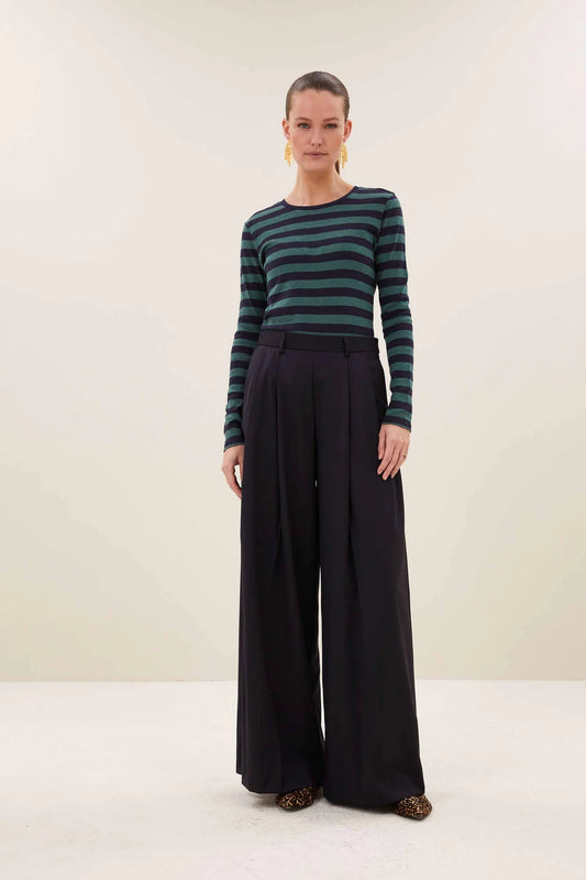 Basic Stripe Top Deep Green