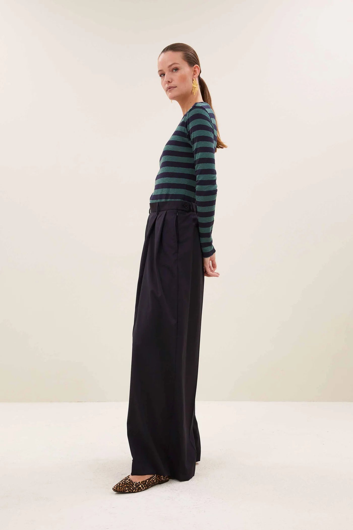 Basic Stripe Top Deep Green