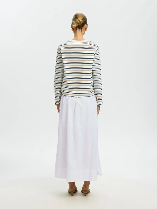 Blair HW ankle slit skirt Bright white