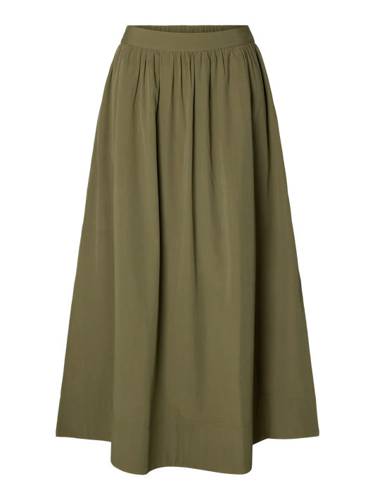 Blair HW ankle slit skirt Deep lichen green