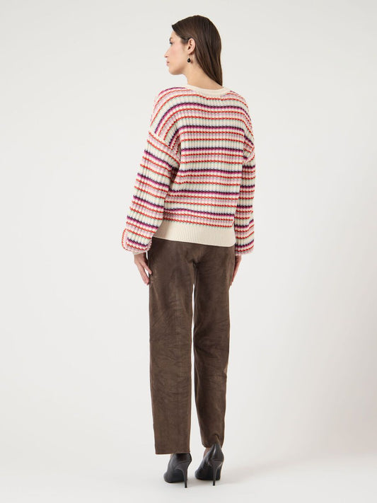 Boogie LS knit pullover Birch/ multi
