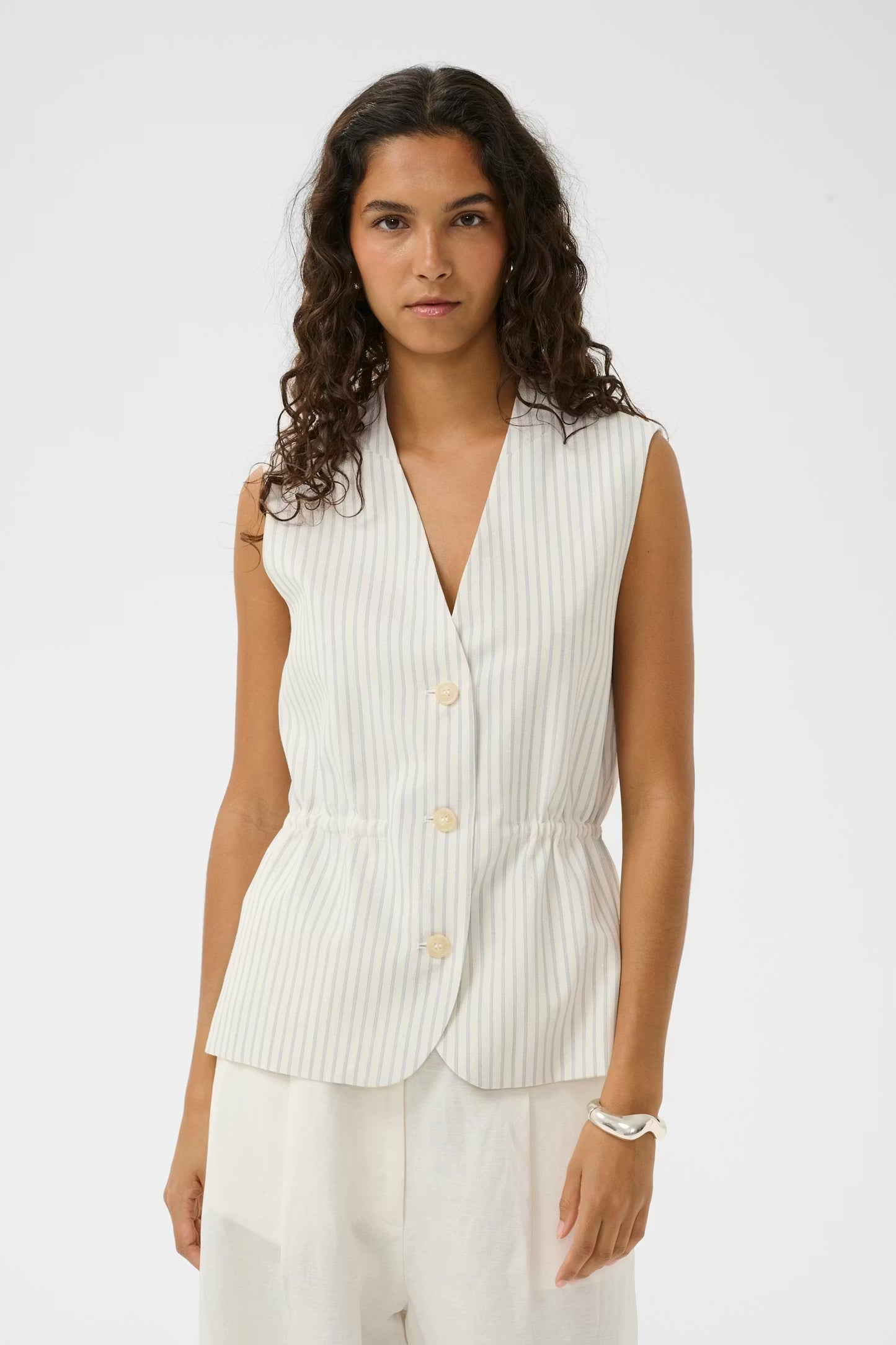 Candela waistcoat White/ blue stripes