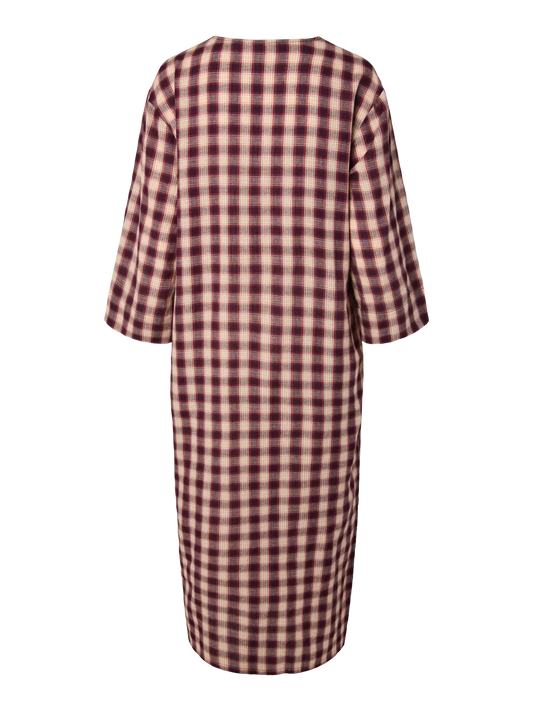 Carmen 3/4 long dress Incense/ checks